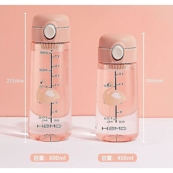 Flickor söta djur plastkopp med tefack student pop-up lock kopp（gul 600ml) Yellow
