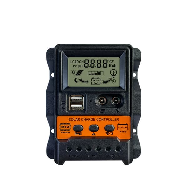 Solcellsregulator, Solpanel Regulator PWM 12V 24V 30A 5V Utmatning Solpanel Laddningsregulator med LCD Dubbel USB
