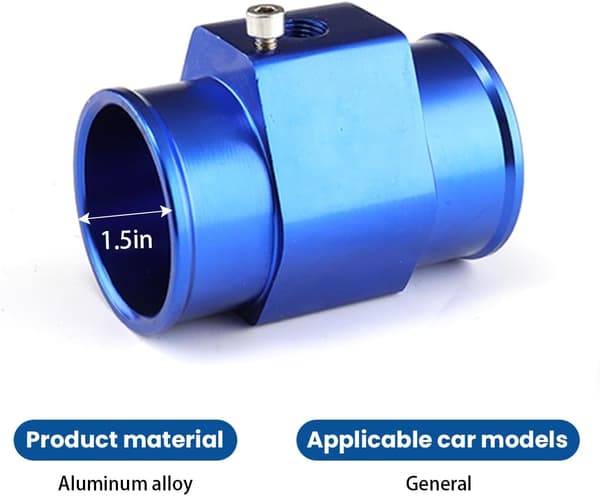 Vattentemperatursensoradapter i aluminiumlegering, universell sensoradapter för kylslang (38 mm/blå)