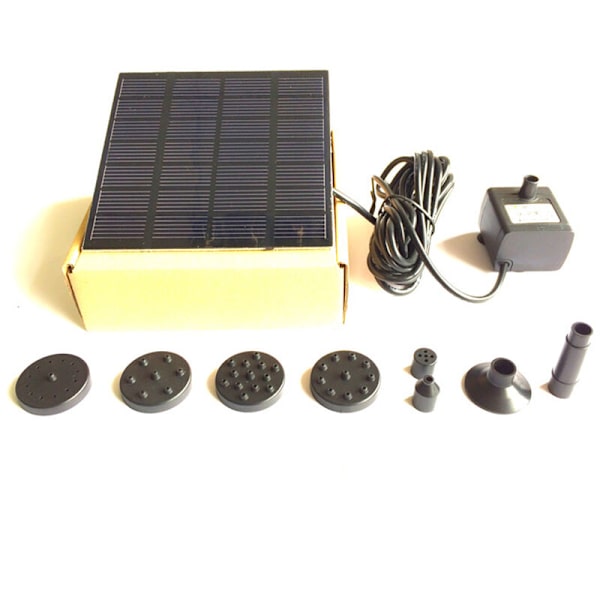 Solcellsfontän, solcellsfontän, solcellsvattenpump, solpanelvattenpumpsats, nedsänkbar vattenpump för utomhusbruk, dammpump för fågelbad