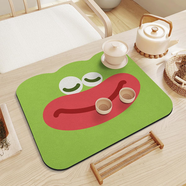 Polyester Diskunderlägg Söt Absorberande Diskunderlägg för Kökbänk, Maskintvättbar Halkskyddad Diskavrinningsmatta, 11,8 x 15,7 tum, Grön green