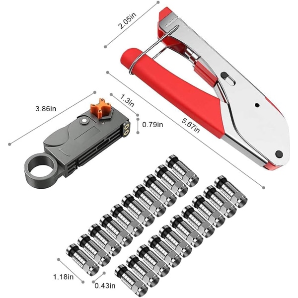 Koaxialkabelkrimpverktyg Koaxialkabelkompressionsverktygssats, Koaxialkabelkrimpverktyg för RG6, RG59, RG58