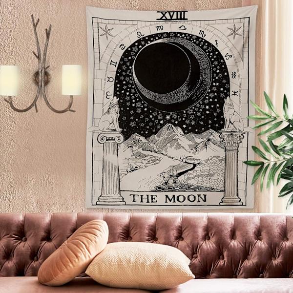 Väggbonad zodiak gobeläng astrologi gobeläng meditation gobeläng medeltida tarot dekoration väggbonad sovrum sovsal, 130x150 cm
