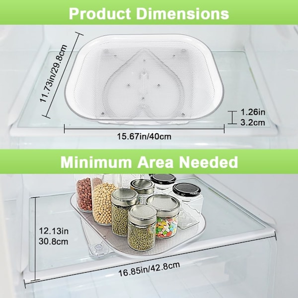 Lazy Susan Turntable Organizer för kylskåp, fyrkantig genomskinlig Lazy Susan Organizer förvaring (15,67'' x 11,73'' x 1,26'')