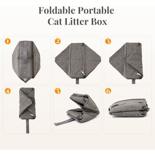 Kattunge kattsandsfack - hopfällbar kattlåda, bärbar katttoalett med en skopa för små katter och kaniner (grå)