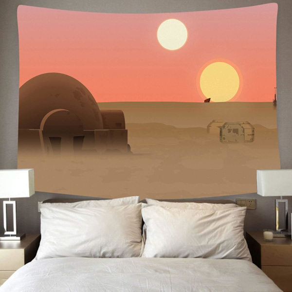 Suns Planet Gobeläng, 80x60 tum, Öken Globus Tatooine Väggbonad Gobelänger för Vardagsrum Sovrum Heminredning
