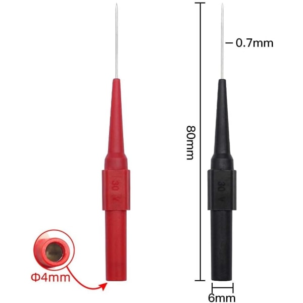 8 st 0,7 mm Multimeterprober Nåltest för Multimeter Bilindustriuttag Industri 4 mm (Röd & Svart)