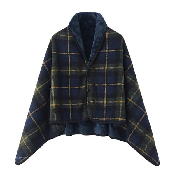 Kvinnors Multiway Rutig Poncho Sjal Wrap Fleece Bärbar Filt Ultra Mjuk Sherpa Flanell Cape（Grön） green