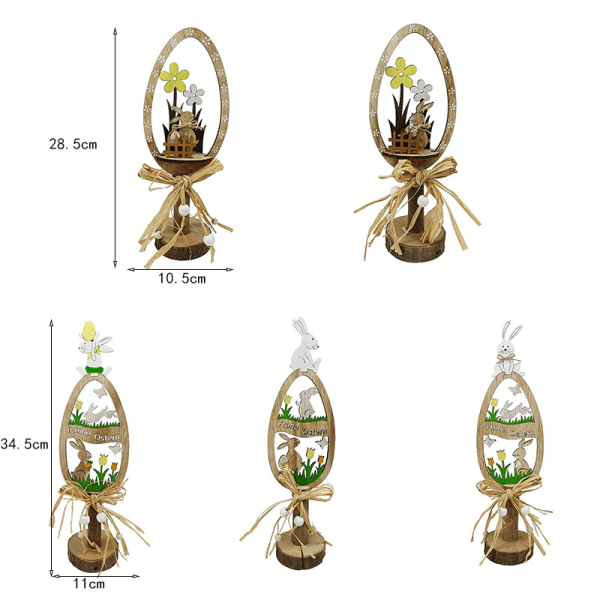 Påskhare Dekor i Trä Hållbar Chic Kreativa Hantverk Handgjord Fest Dekoration