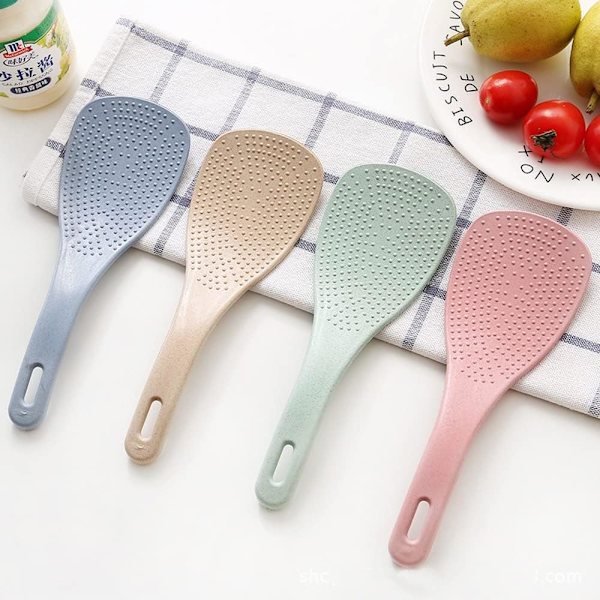 Non-Stick Risskopa, Vetehalm Rissked Matserveringssked Risskovel för Kökstillbehör (Rosa)