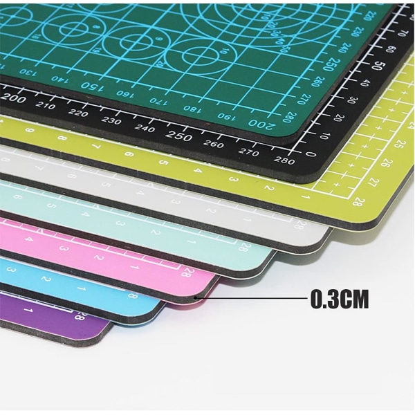 PVC-skärmatta -Size Grid Craft Design Board - för sömnad, quiltning, hantverk (rosa, A3) pink