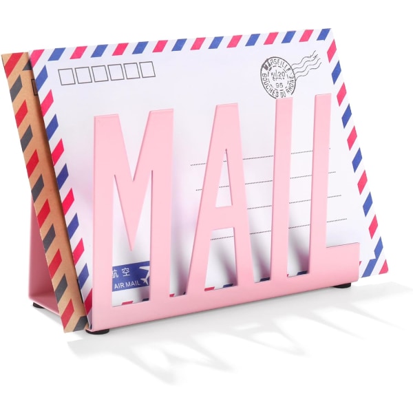 6 tums postställ, organizer Svart metall brevsorterare Organizer för postbrevfilhållare med brevöppnare (rosa) pink