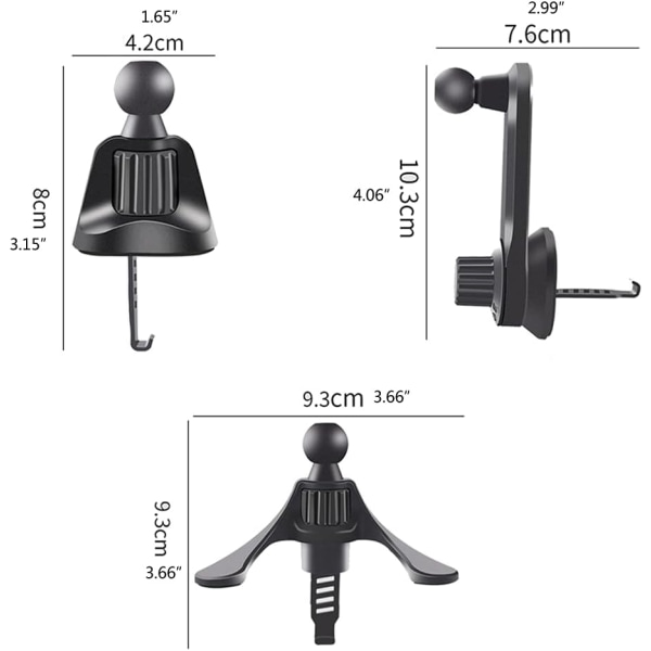 Adapterhållare, Bilhållare för telefon Luftventilationsklämma Mobiltelefonhållare 17 mm kulhuvud Biltelefonhållare Fäste Rembas