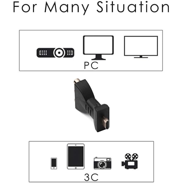 HDMI till RCA-adapter, HDMI-hane till 3 RCA-hona-omvandlare, HDMI till AV-adapter, ljud- och videoadapteromvandlare för TV, HDTV, DVD