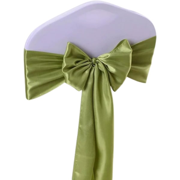6st satinstolsbälten Ribbon Bow Stol ryggremmar för bröllopsdekorationer (grön) green