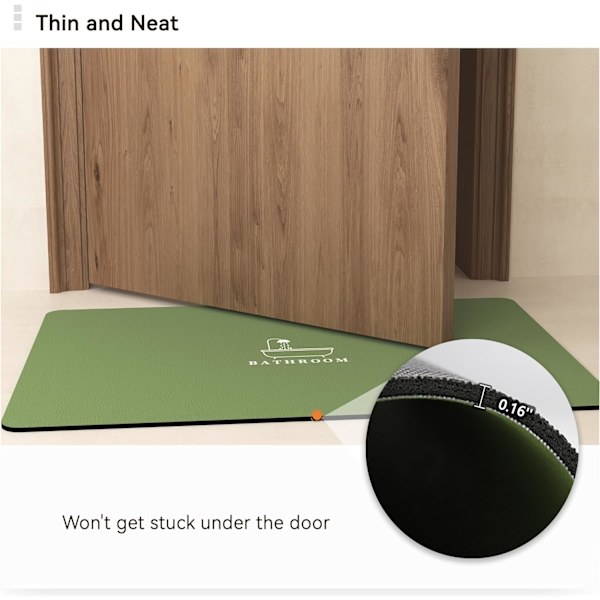 Superabsorberande och snabbtorkande badrumsmatta, halkfri, fläckbeständig, tvättbar duschmatta för duschrumsgolv, 16×24 tum, grön green