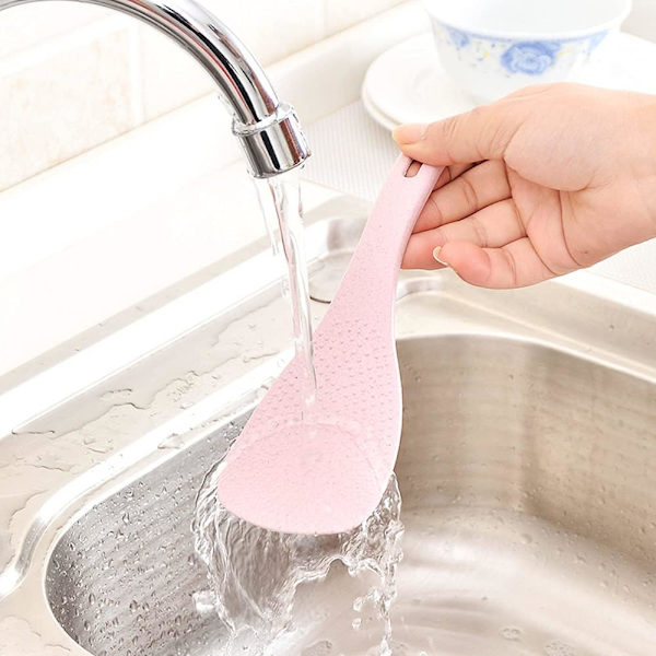 Non-Stick Risskopa, Vetehalm Rissked Matserveringssked Risskovel för Kökstillbehör (Rosa)