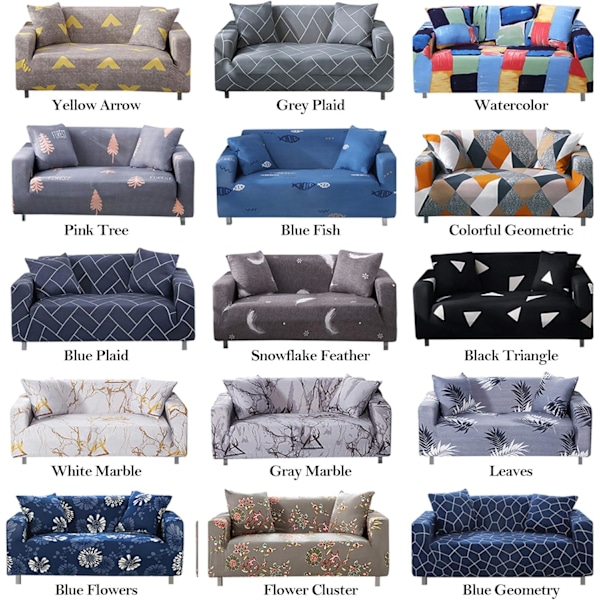 Tryckt stretchig sofföverdrag Loveseat-överdrag Soffaöverdrag Anti-halk-skydd för sovrum Vardagsrum