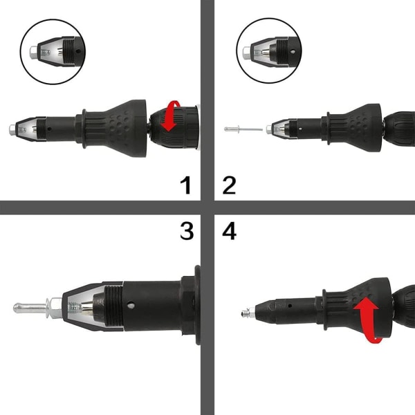 Sladdlös elektrisk borrmaskin nitpistol adapter kit nitmutter borradapter insatsmutterverktyg (blå)