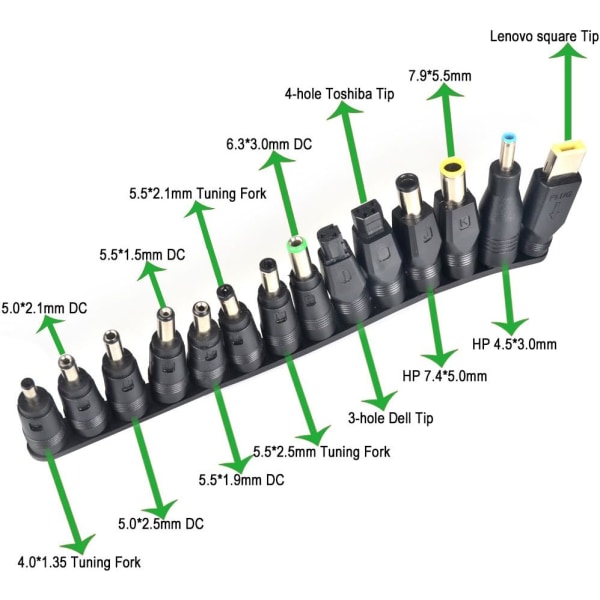 38-delad universell adapteradapter DC-adapter DC-adapter 5,5 x 2,1 mm