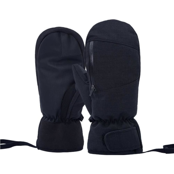 1 par thermal skidhandskar Vintervarma handskar med dragkedja för män Dam Sport Cykling Löpning（svart） black