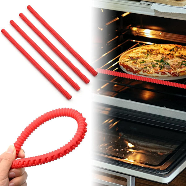 4-pack ugnsgalleriskydd, värmebeständiga silikonskydd för ugnsgaller (röda) Red