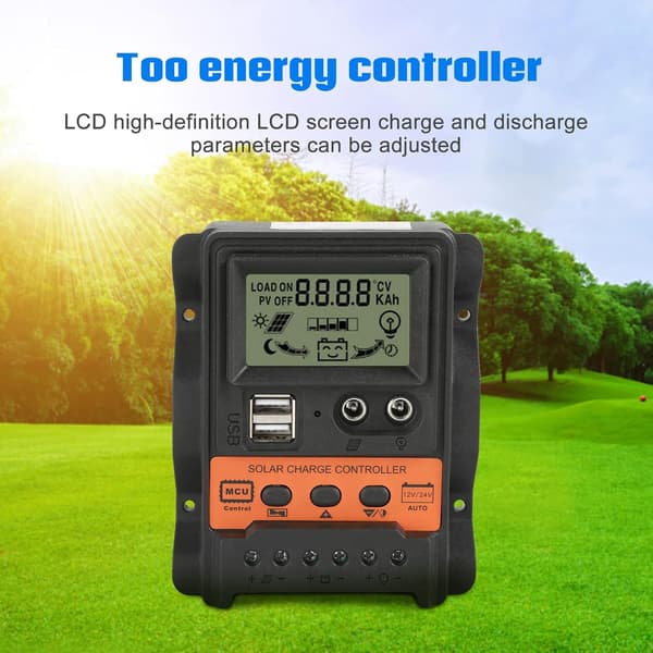 Solcellsregulator, Solpanelregulator PWM Solcellsladdningsregulator 12V 24V 30A 5V Utmatning Solpanel