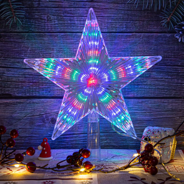 Christmas Tree Topper Star, 8,7 tum, skiftande ljus med ljus Xmas Tree Heminredning
