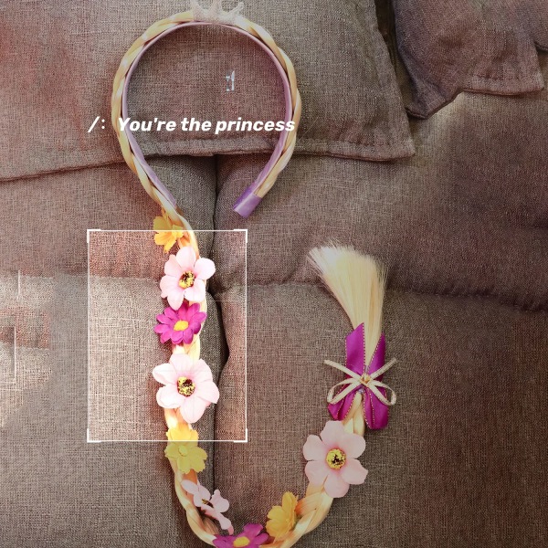 Prinsessan lång flätad peruk huvudbonad flickor krona med blomma flätor kostym