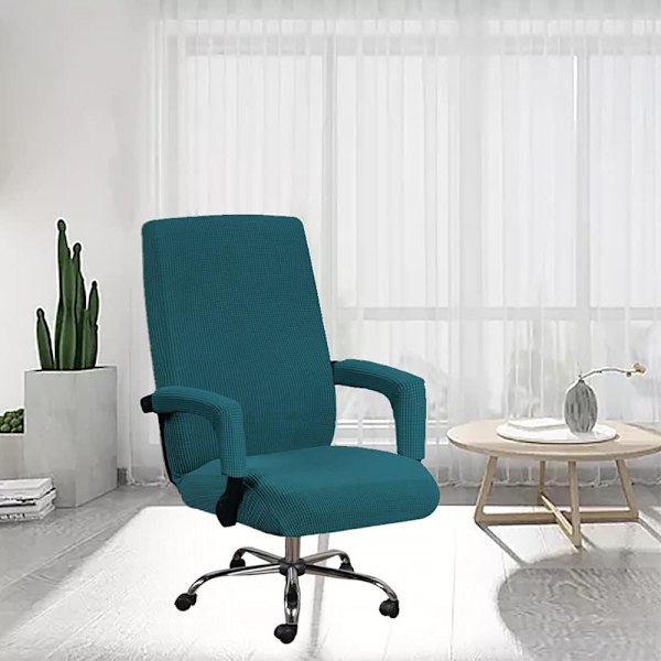 Kontorsstol med högt ryggstöd, överdrag med armstödsöverdrag i polyester, tvättbart överdrag för universellt snurrfåtöljsskydd, blått blue
