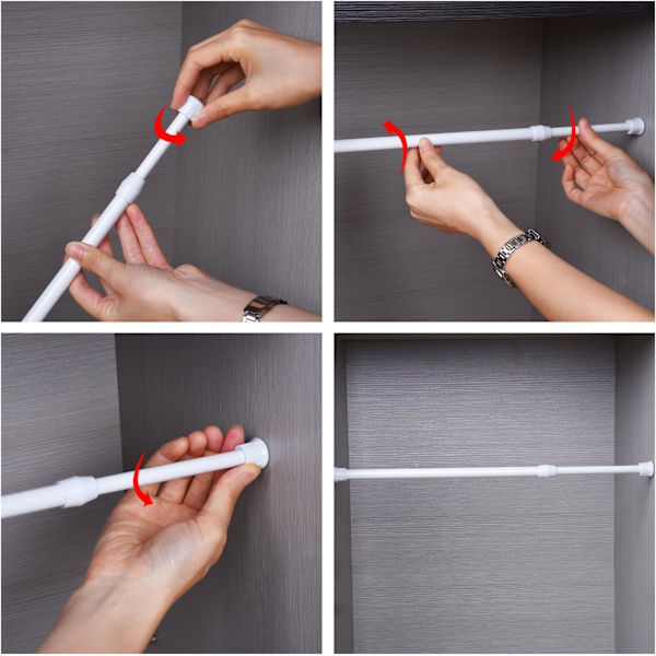 5-pack gardinstänger spänningsstänger fjädergardinstång för DIY-projekt, utdragbar bredd (9,84 till 15,75 tum, vit) White