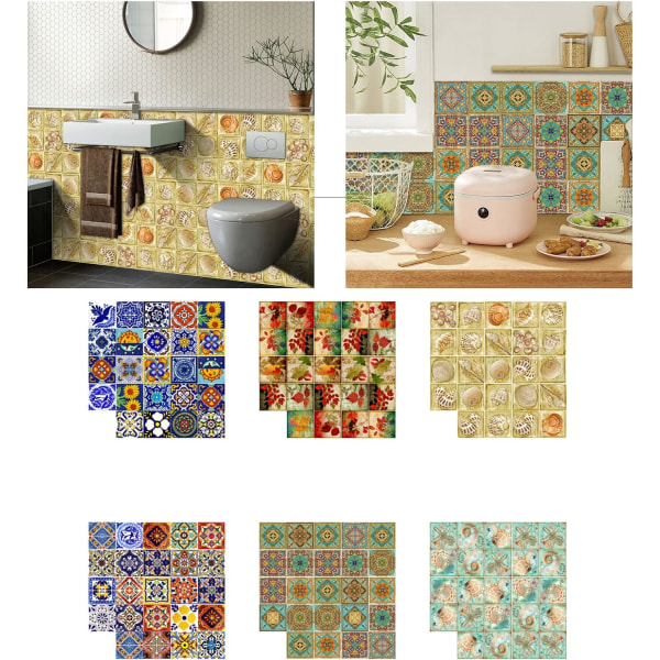24st antika porslinsmönster väggdekaler kök badrum kakel klistermärken Vattentät konst väggmålningar väggdekaler