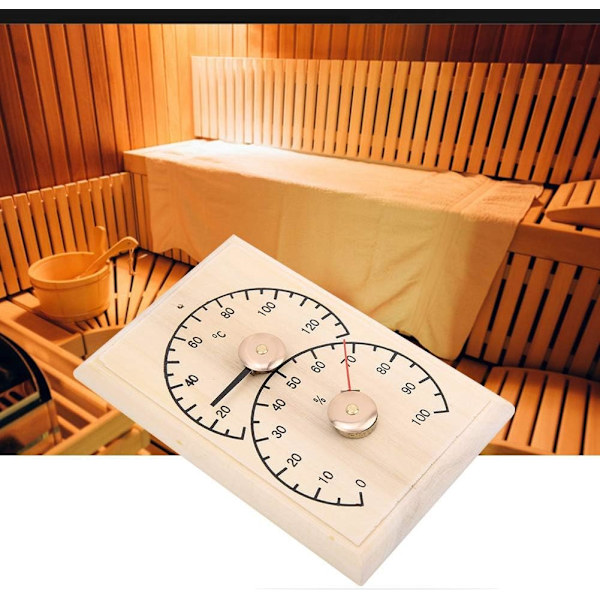 2 i 1 Basturum Termometer och Hygrometer, Trä Fuktighetsmätare Digital Fuktighet för Inomhusbadkar Spa