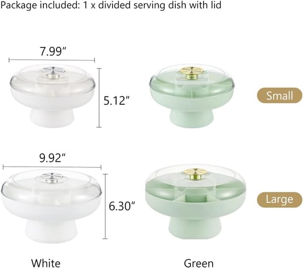 Plastdelad middagstallrik med lock roterande snacksbricka snacksbricka matbricka, liten