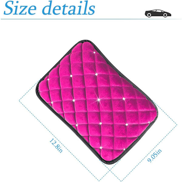 Bling Diamond Bil Armstödsöverdrag, Bling Diamond Bil Center Console Mat, Bilinredningsskydd Tillbehör, Universal Lastbil SUV, Rosa pink