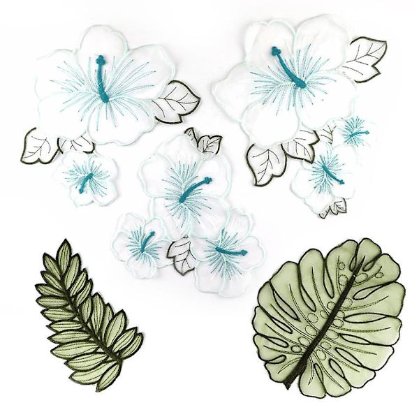 Blomspets Applikation Broderi Applikation DIY Hantverk Applikation Blom Blad Applikation (Blå) Blue