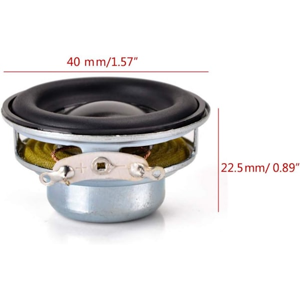 2 stycken 40mm Mini Audio Högtalare 16 Kärnor 4Ohm 5W Full Range Vattentät Hemmabio Högtalare