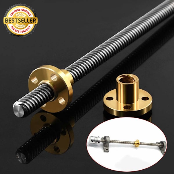 8 mm T8 rostfritt stål gängad stångstyrstång med T8 mutter för 3D-skrivare, 150 mm 150mm
