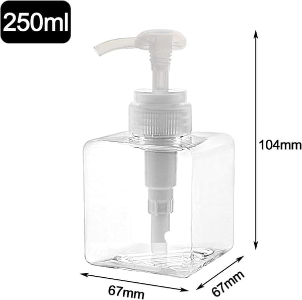 2 st 250 ml / 8,5 oz tomma pumpdispenserflaskor påfyllningsbara plastlotionspumpflaskor (transparent)