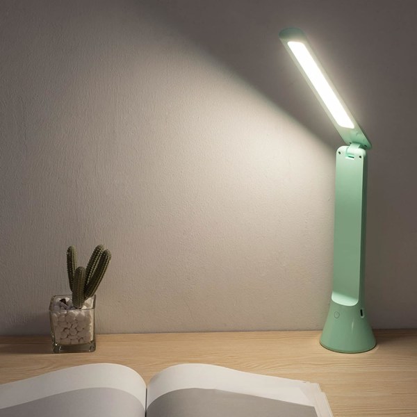 Vikbar LED-bordslampa, hopfällbar bärbar USB bordslampa med 3 ljusstyrkainställningar, uppladdningsbar och dimbar, bärbar skrivbordslampa för hemmet (grön) green