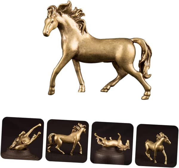 2-pack dekorativ bronshäst heminredning bildekor Feng Shui djurstaty hästskulptur rikedomsstaty