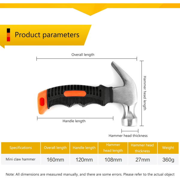 Mini hammare spik hammare ergonomiskt handtag liten bärbar hemverktyg mini hammare multiverktyg för hantverk