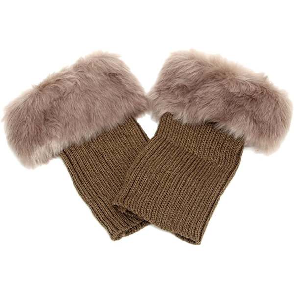 Dam vinter varma konstgjorda päls virkade stövlar strumpor korta strumpor (Khaki) 1 par Khaki