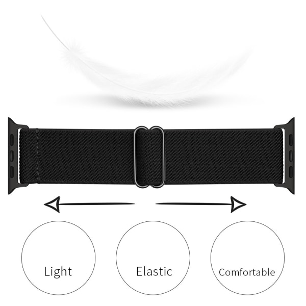 Elastisk Nylonrem til Apple Watch 45mm Series 9 Sort