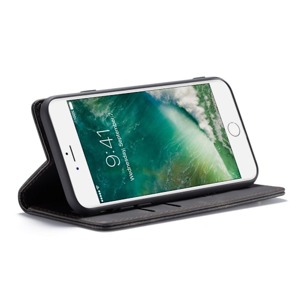 CaseMe Retro Slim Pungetui iPhone 7/8/SE Sort