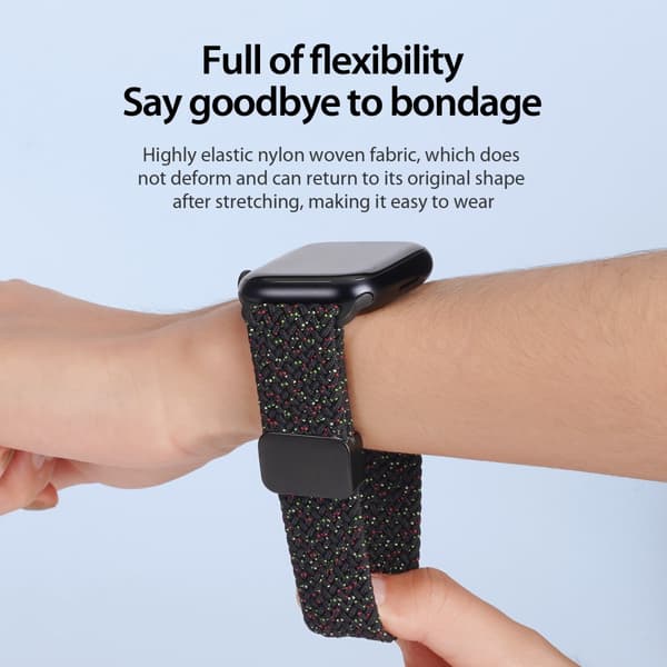 Dux Ducis elastisk nylonvævet rem til Apple Watch 41mm serie 9, sort