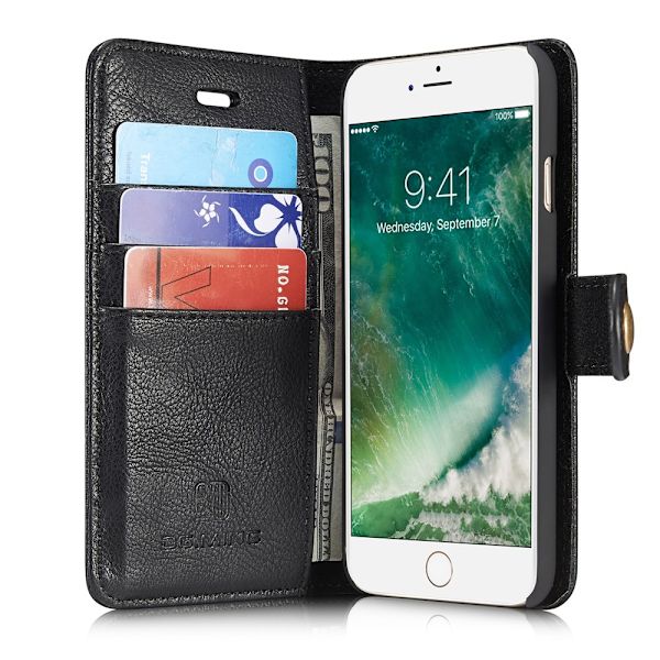 DG.MING 2-in-1 Magnet Wallet iPhone 7/8/SE Black