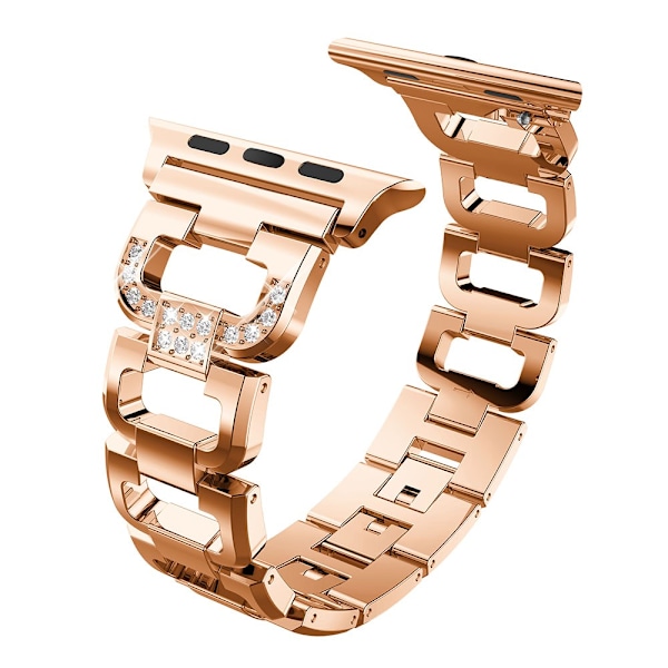 Rhinestone Metal Armbånd Apple Watch Series 10 42mm Roséguld