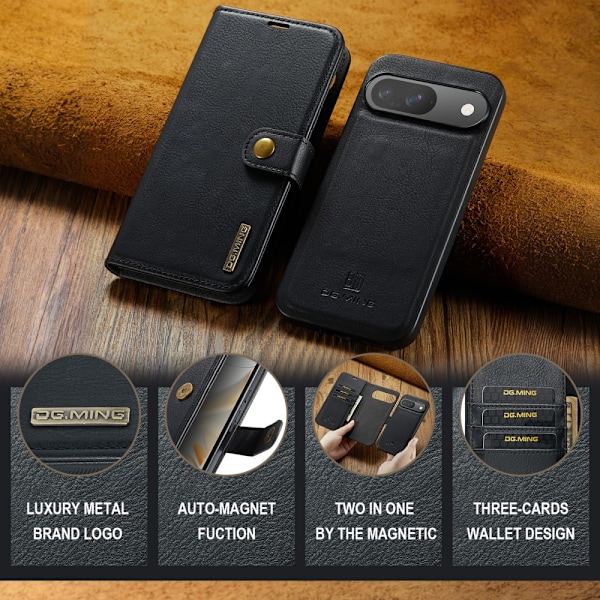 DG.MING 2-in-1 Magnet Wallet Google Pixel 9 Black