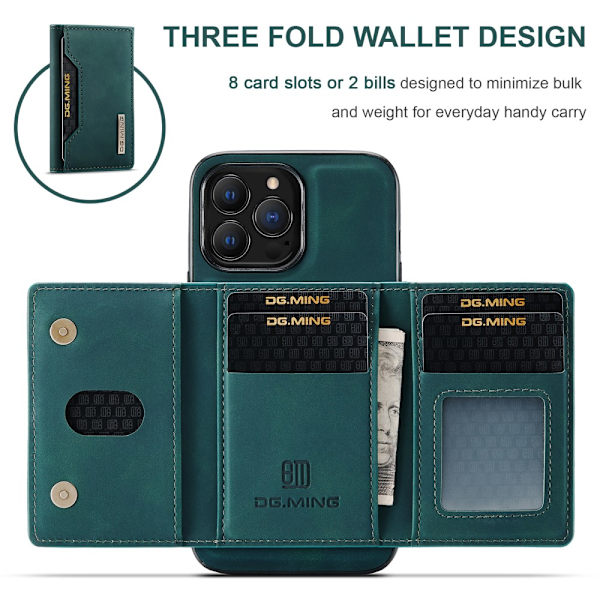 DG.MING 2 i 1 Magnetisk Kortlomme Etui iPhone 16 Pro Grøn